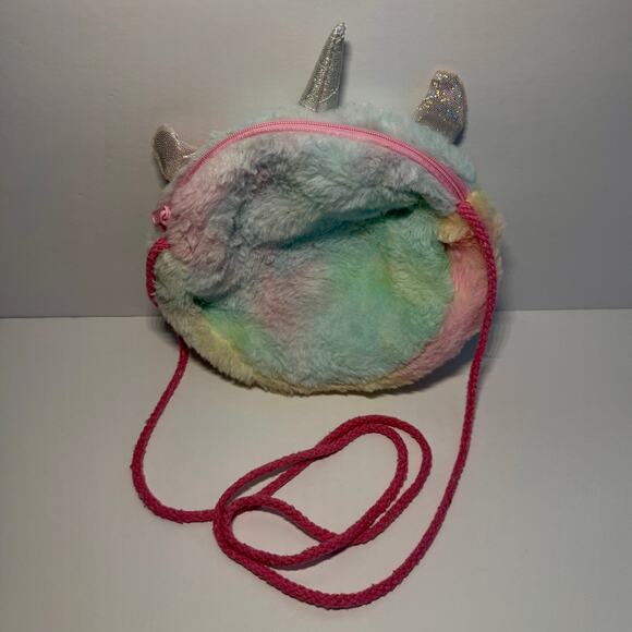 🦄 Unicorn Crossbody Purse for Kids Child Plush Fluffy Soft Rainbow Bag Glitter - Picture 3 of 6